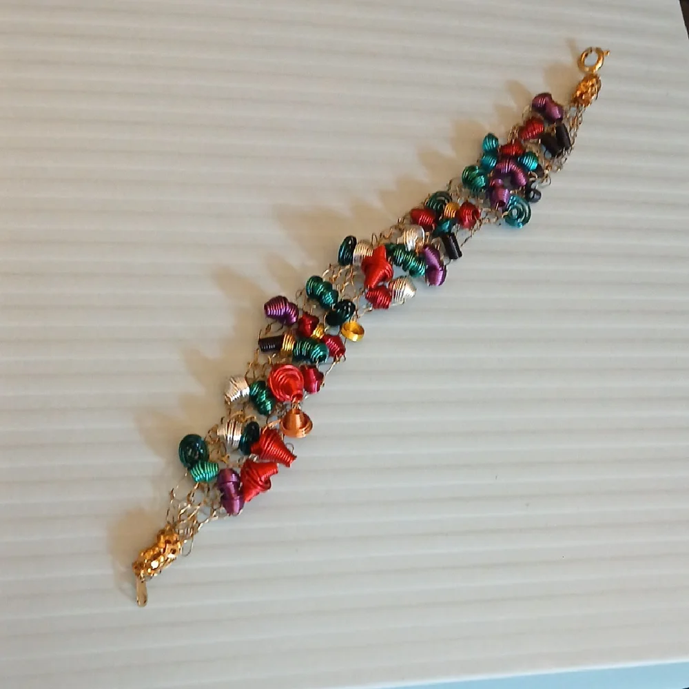 Women's Artisan Colorful Wire Wrapped Statement Bracelet
